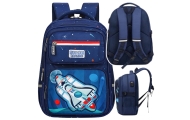Vaikiška mokyklinė kuprinė su dirželiu Navy Blue Space Rocket 20L 41cm-Drabužiai ir aksesuarai, Aksesuarai, Rankinės, kuprinės, 