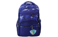 School Backpack Dinosaurs Patch T-Rex Chest Strap Navy Blue 20L