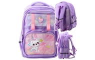School Backpack With White Cat Chest Strap Purple 20L