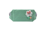 Pencil Case Cosmetic Bag Bow Shimmering Particles Turquoise Mint