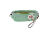 Pencil Case Cosmetic Bag Bow Shimmering Particles Turquoise Mint