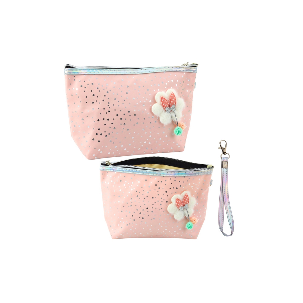 Pieštukinė - kosmetinė Shiny Dots Powder Pink 23x16cm