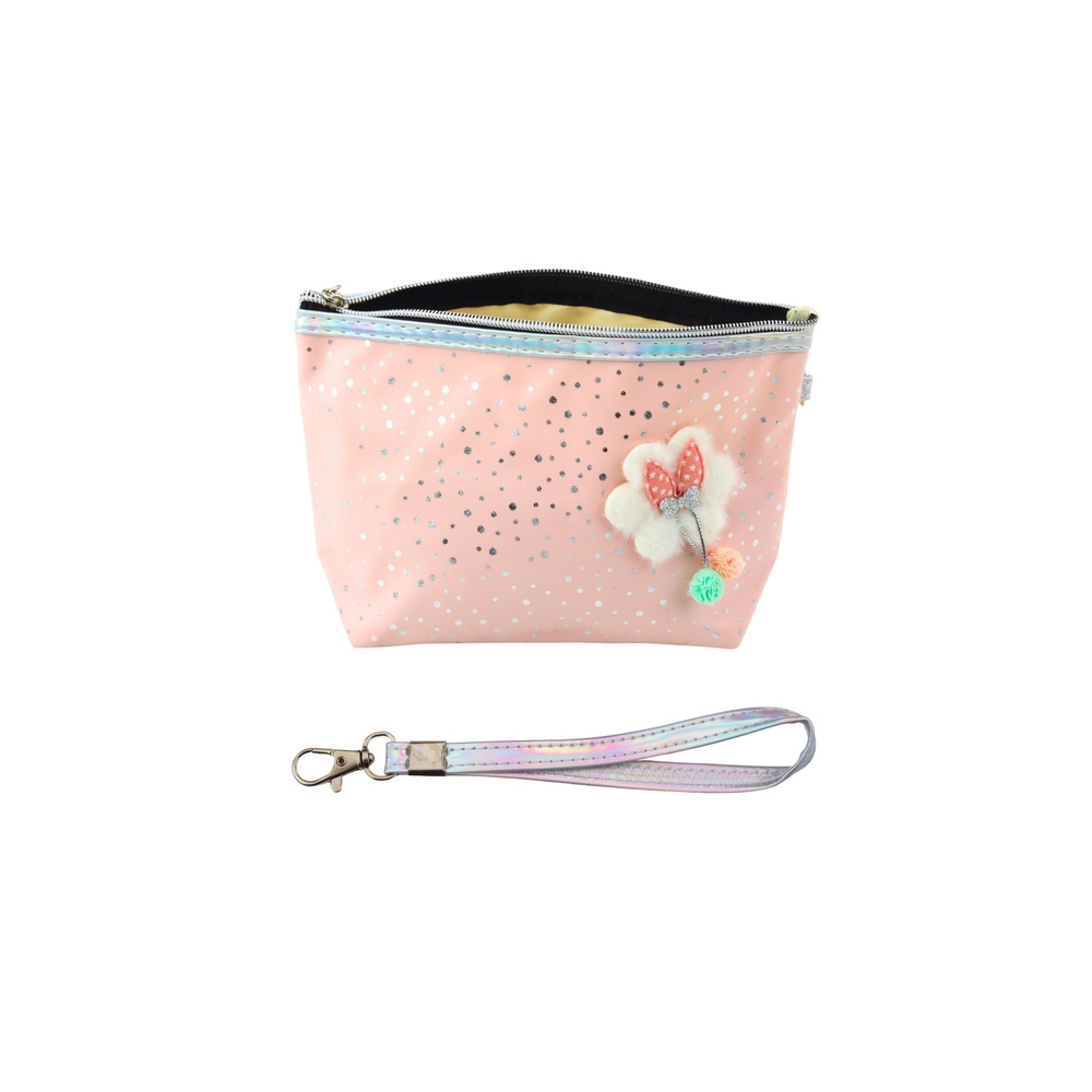 Pieštukinė - kosmetinė Shiny Dots Powder Pink 23x16cm