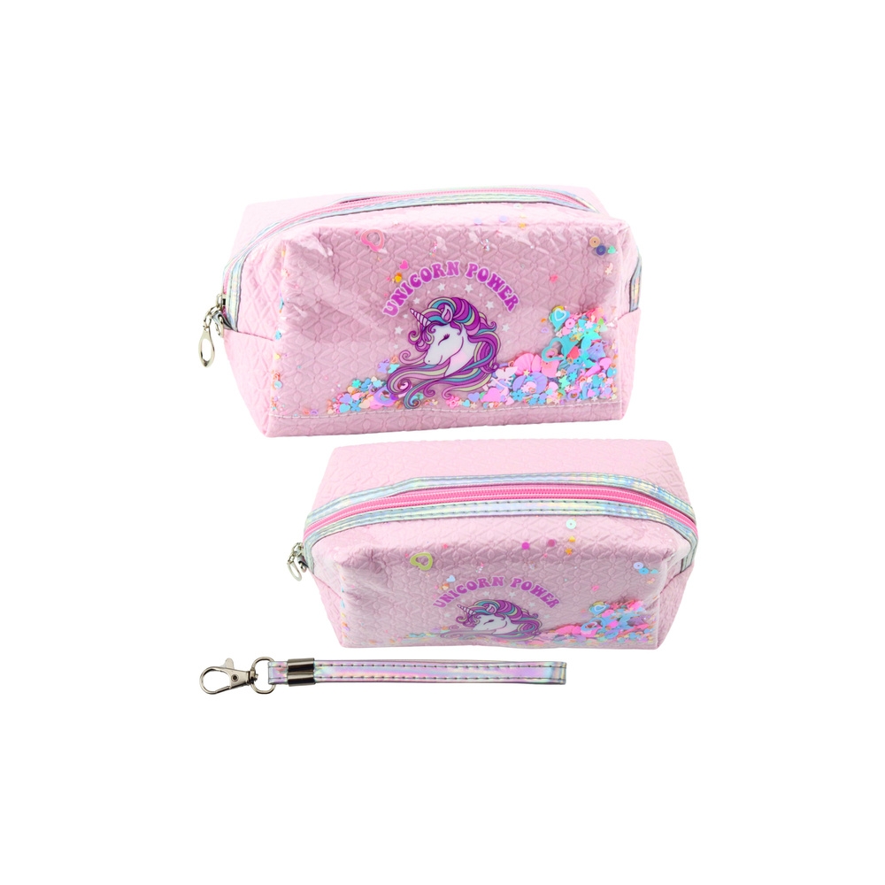 Mokyklinis pieštukinis dėklas su juostele Vienaragis Confetti Pink 20cm
