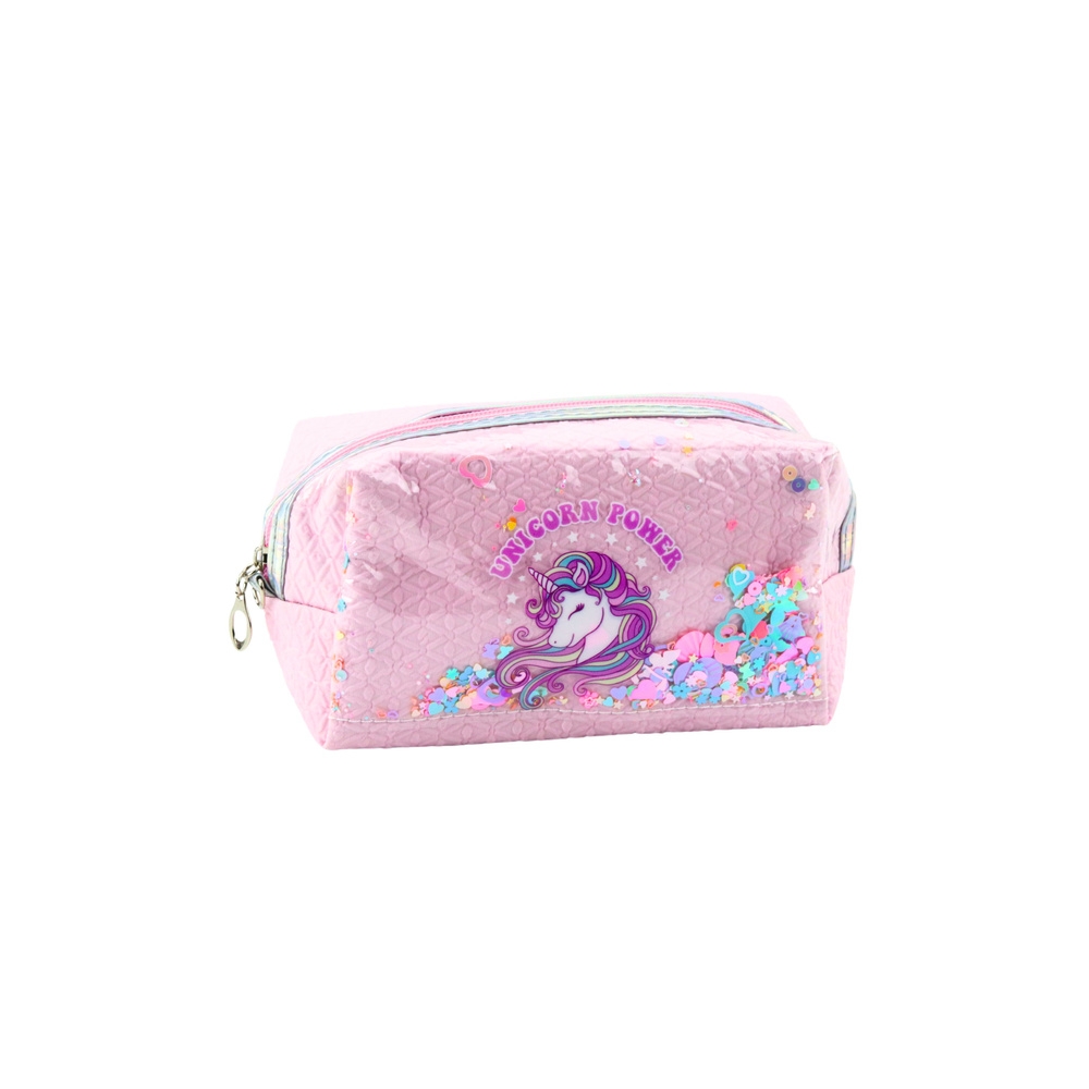 Mokyklinis pieštukinis dėklas su juostele Vienaragis Confetti Pink 20cm