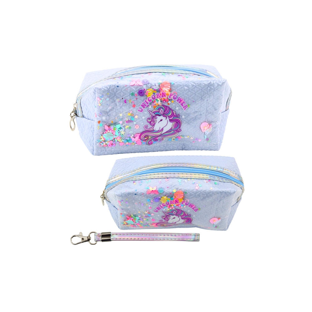 Mokyklinis pieštukinis dėklas su juostele Vienaragis Confetti Blue 20cm