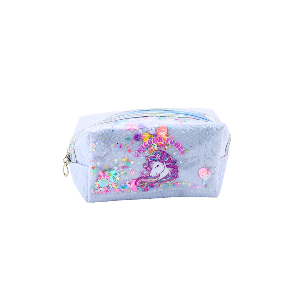 Mokyklinis pieštukinis dėklas su juostele Vienaragis Confetti Blue 20cm