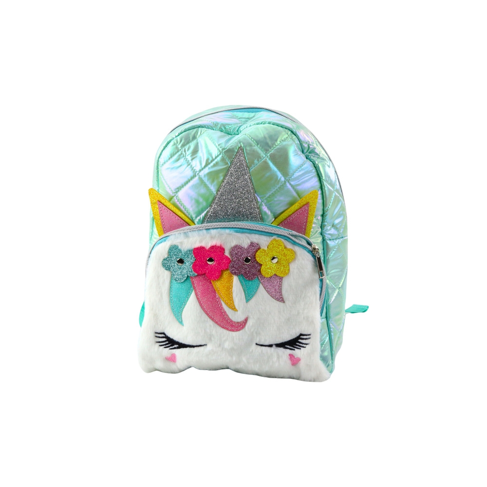 Dygsniuota mokyklinė kuprinė vaikams Unicorn Turquoise 32cm-Drabužiai ir aksesuarai, Aksesuarai, Rankinės, kuprinės, lagaminai-e