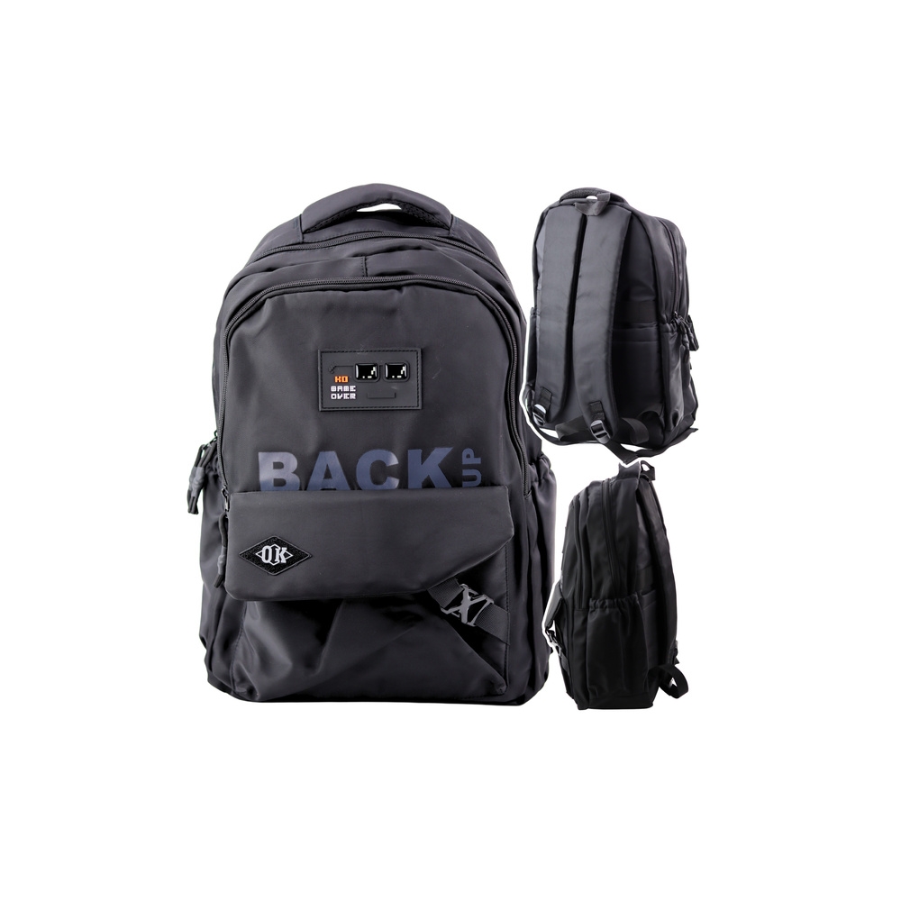 Miesto mokyklinė kuprinė 6 kišenės Back Up Black 23L 46cm-Drabužiai ir aksesuarai, Aksesuarai, Rankinės, kuprinės, lagaminai-e-v