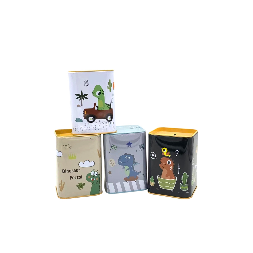 Metalinė taupyklė Dinozauras automobilyje balta 11x8cm-Dovanoms, Taupyklės-e-vaikas
