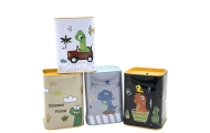 Piggy bank Dinosaur in the car Learning to save Metal White 11x8cm
