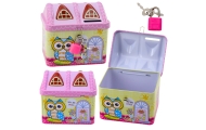 Piggy Bank Metal Owl House Padlock Keys Pink