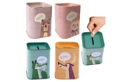 Piggy bank Fox Metal Learning to save Green 11x8cm