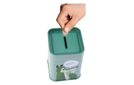 Piggy bank Fox Metal Learning to save Green 11x8cm