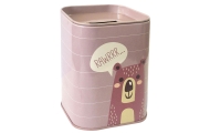 Piggy bank Fox Metal Learning to save Green 11x8cm