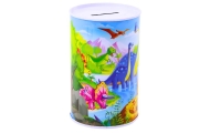 Metalinė taupyklė su spalvotų dinozaurų motyvais 13 x 8 cm-Dovanoms, Taupyklės-e-vaikas