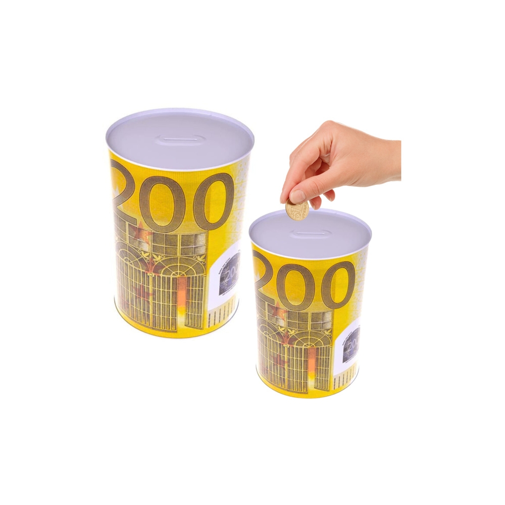 Metal Piggy Bank Tin 200 Euro Banknote 16.5 x 12cm