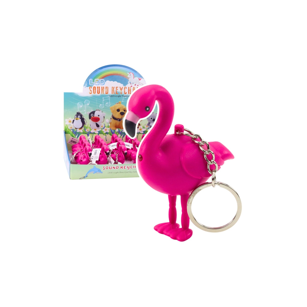 Kuprinės raktų pakabukas Flamingo LED Sounds Pink-Žaislai, Figūrėlės ir herojai-e-vaikas