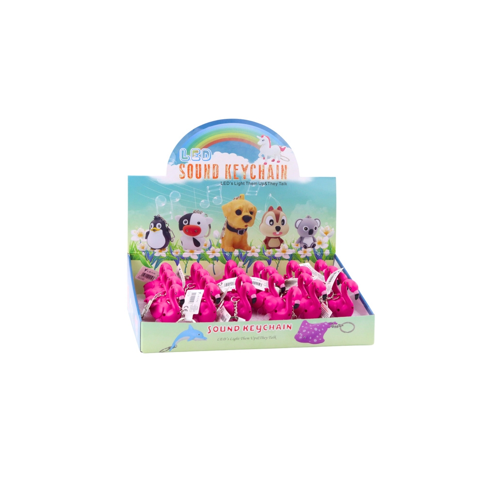 Kuprinės raktų pakabukas Flamingo LED Sounds Pink-Žaislai, Figūrėlės ir herojai-e-vaikas
