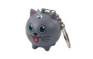 Brelok Do Kluczy Plecaka Kotek Jednorożec Róg LED Dźwięki Szary