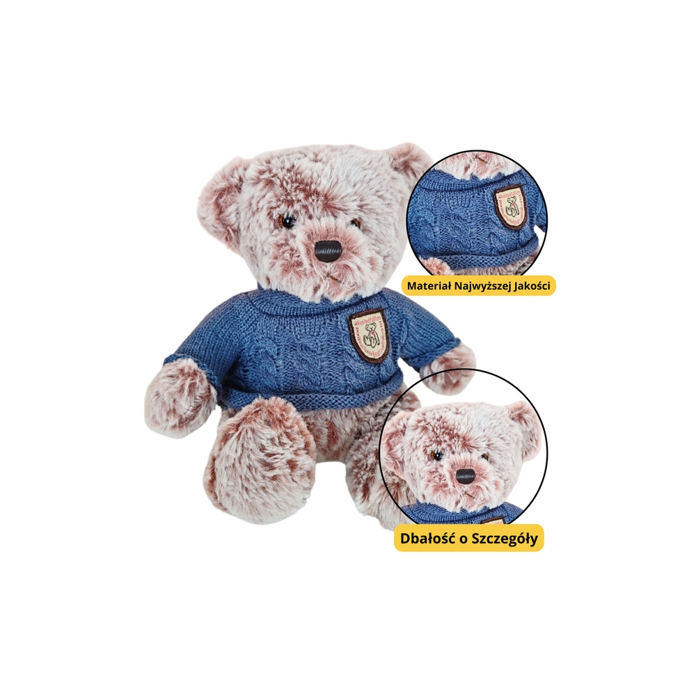 Plush Mascot Cuddly Toy Teddy Bear Gray Blue Sweater 21cm