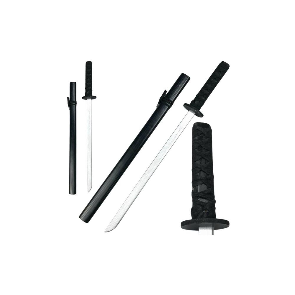 Medinis kardas Katana treniruočių rekvizitas juodas 70 cm