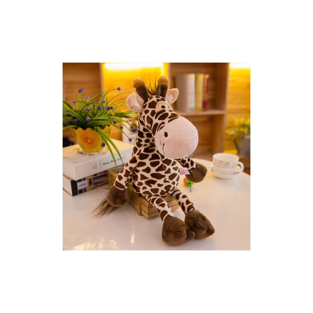 Pliušinis talismanas apkabinamas žirafa ruda 28cm