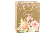 Gift Bag Love Inscription Flowers 23 x 18 x 10.5 cm
