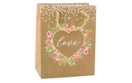 Gift Bag Love Inscription Flowers 23 x 18 x 10.5 cm