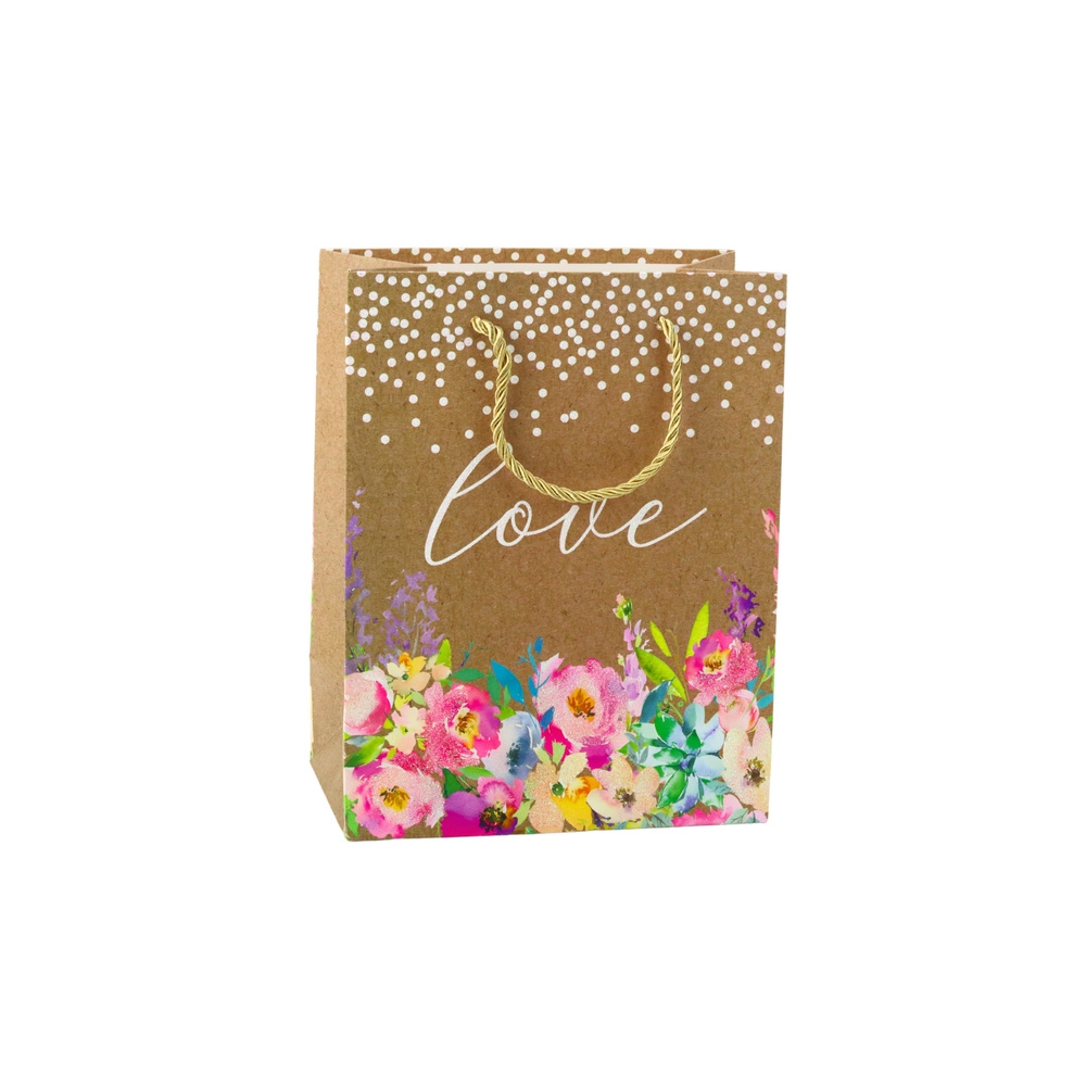 Gift Bag Love Inscription Flowers 23 x 18 x 10.5 cm