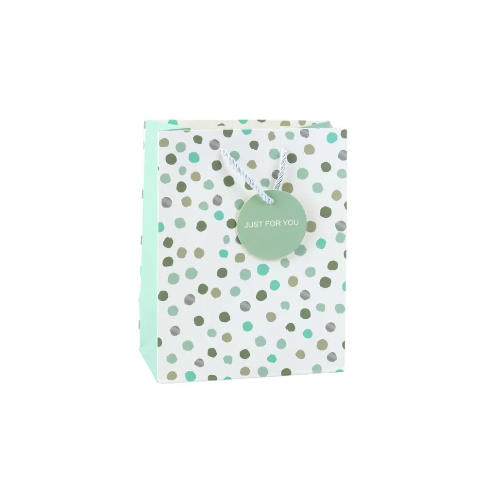 Gift Bag With Dots Inscription Just For You 23 x 18 x 10.5 cm