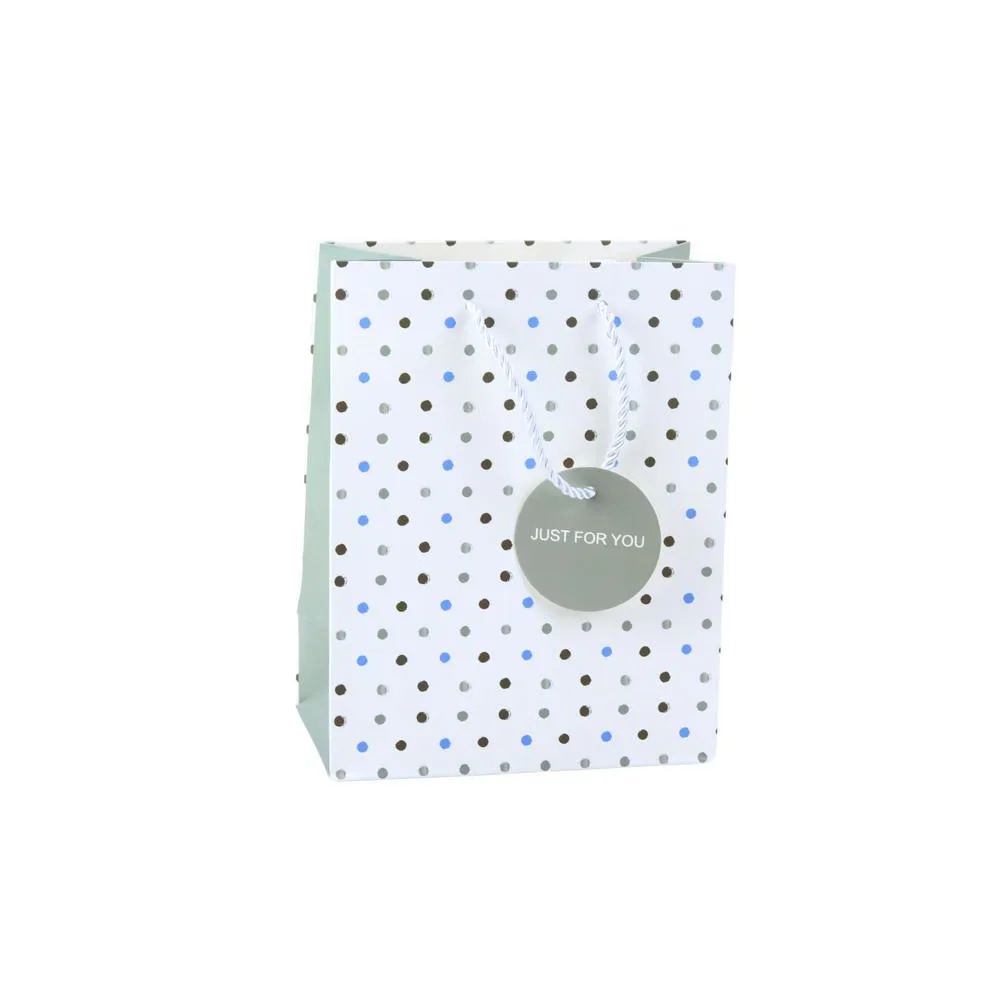 Gift Bag With Dots Inscription Just For You 23 x 18 x 10.5 cm