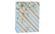 Paper Gift Bag Blue Pink Glitter 23 x 18 x 10.5 cm