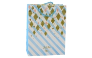 Paper Gift Bag Blue Pink Glitter 23 x 18 x 10.5 cm