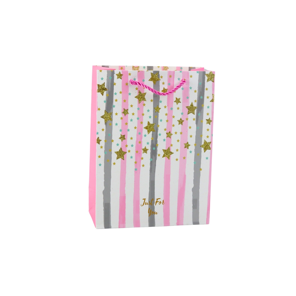 Paper Gift Bag Blue Pink Glitter 23 x 18 x 10.5 cm