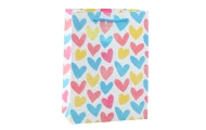 Gift Bag Hearts Stars Dots Stripes Colored 23 x 18 x 10.5 cm