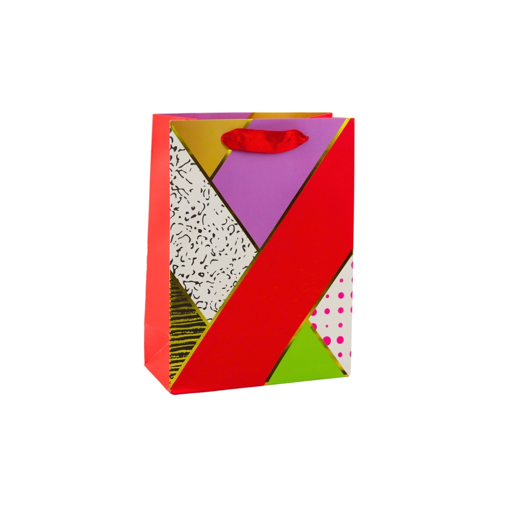 Popierinis dovanų maišelis Geometriniai raštai 23 x 18 x 10,5 cm 1vnt