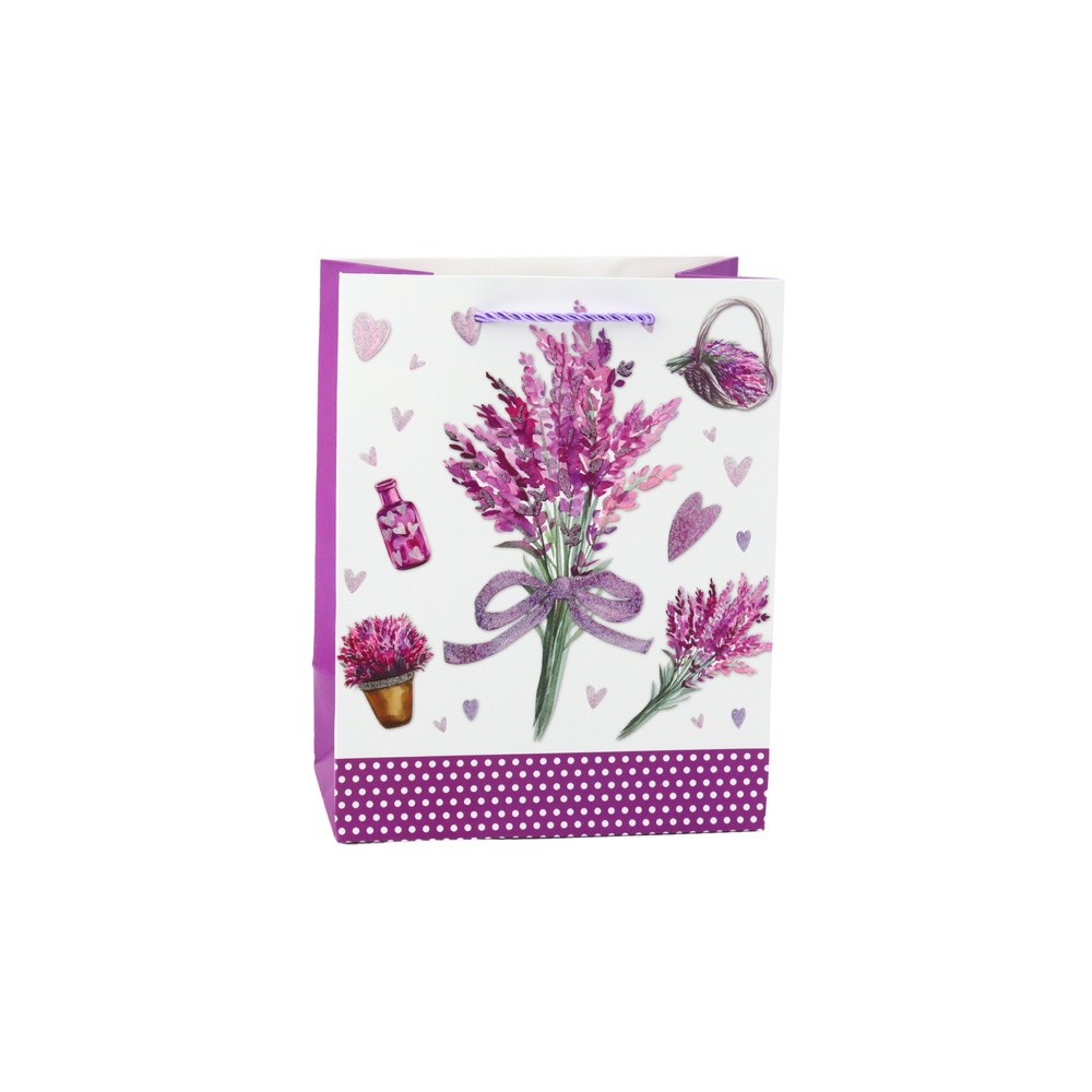 Lavender Paper Gift Bag Glitter Elements 23 x 18 x 10.5 cm
