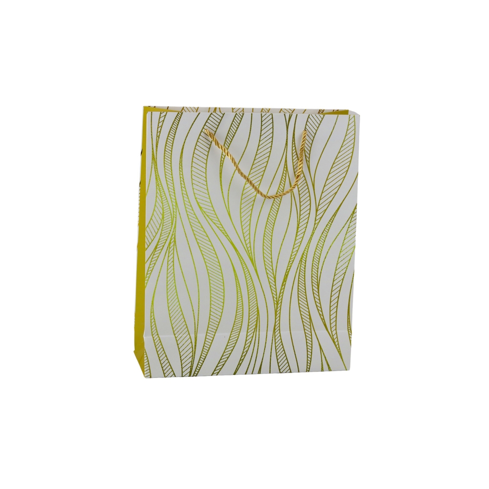 Popierinis dovanų maišelis "Wavy Lines Gold" 32 x 26 x 12 cm 1vnt