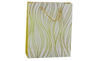 Paper Gift Bag Wavy Lines Gold 32 x 26 x 12 cm