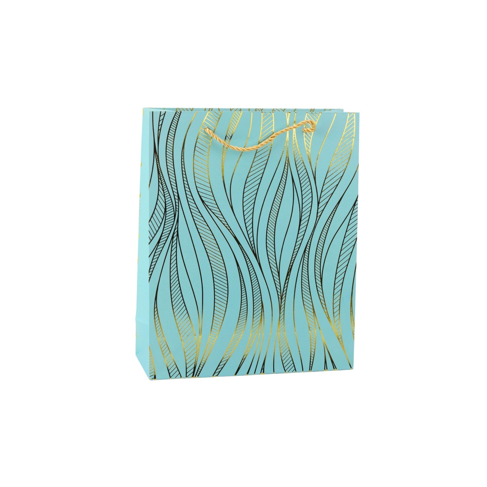 Popierinis dovanų maišelis "Wavy Lines Gold" 32 x 26 x 12 cm 1vnt