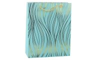Paper Gift Bag Wavy Lines Gold 32 x 26 x 12 cm