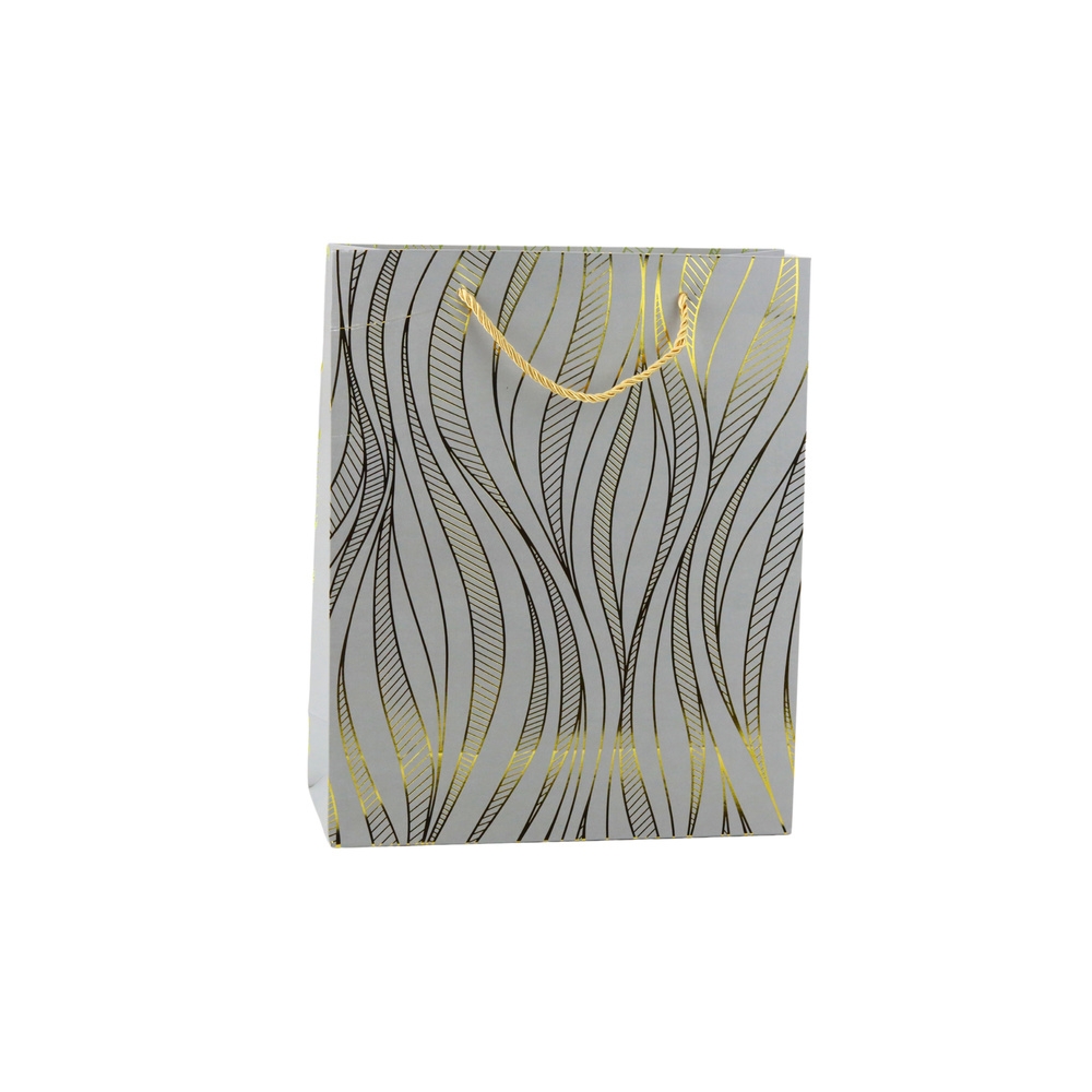 Popierinis dovanų maišelis "Wavy Lines Gold" 32 x 26 x 12 cm 1vnt