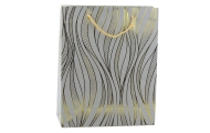 Paper Gift Bag Wavy Lines Gold 32 x 26 x 12 cm