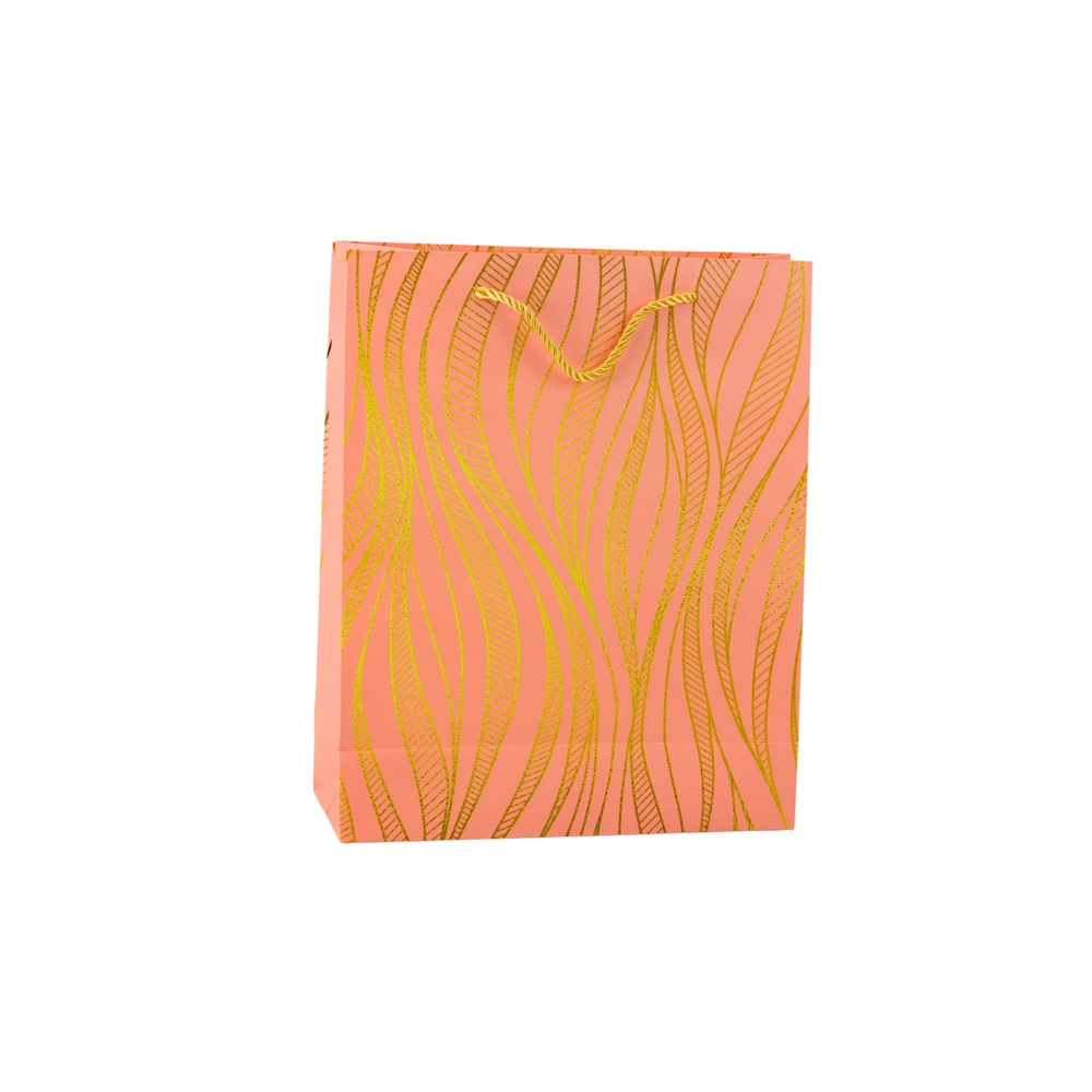 Popierinis dovanų maišelis "Wavy Lines Gold" 32 x 26 x 12 cm 1vnt