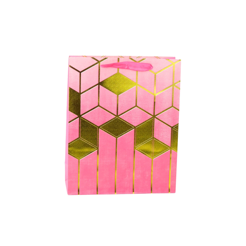 Paper Gift Bag Geometric Patterns Gold 32 x 26 x 12 cm