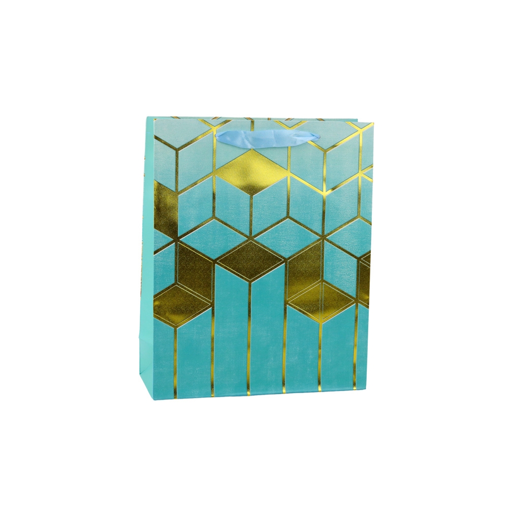 Popierinis dovanų maišelis Geometriniai raštai Auksinis 32 x 26 x 12 cm 1vnt