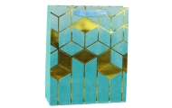 Paper Gift Bag Geometric Patterns Gold 32 x 26 x 12 cm