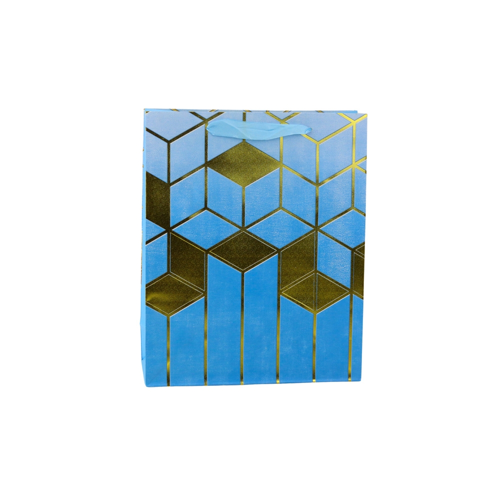 Paper Gift Bag Geometric Patterns Gold 32 x 26 x 12 cm