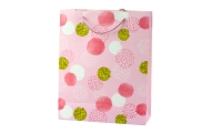 Torba Prezentowa Wzór Złote Kropki Pastelowa  32 × 26 × 10 cm